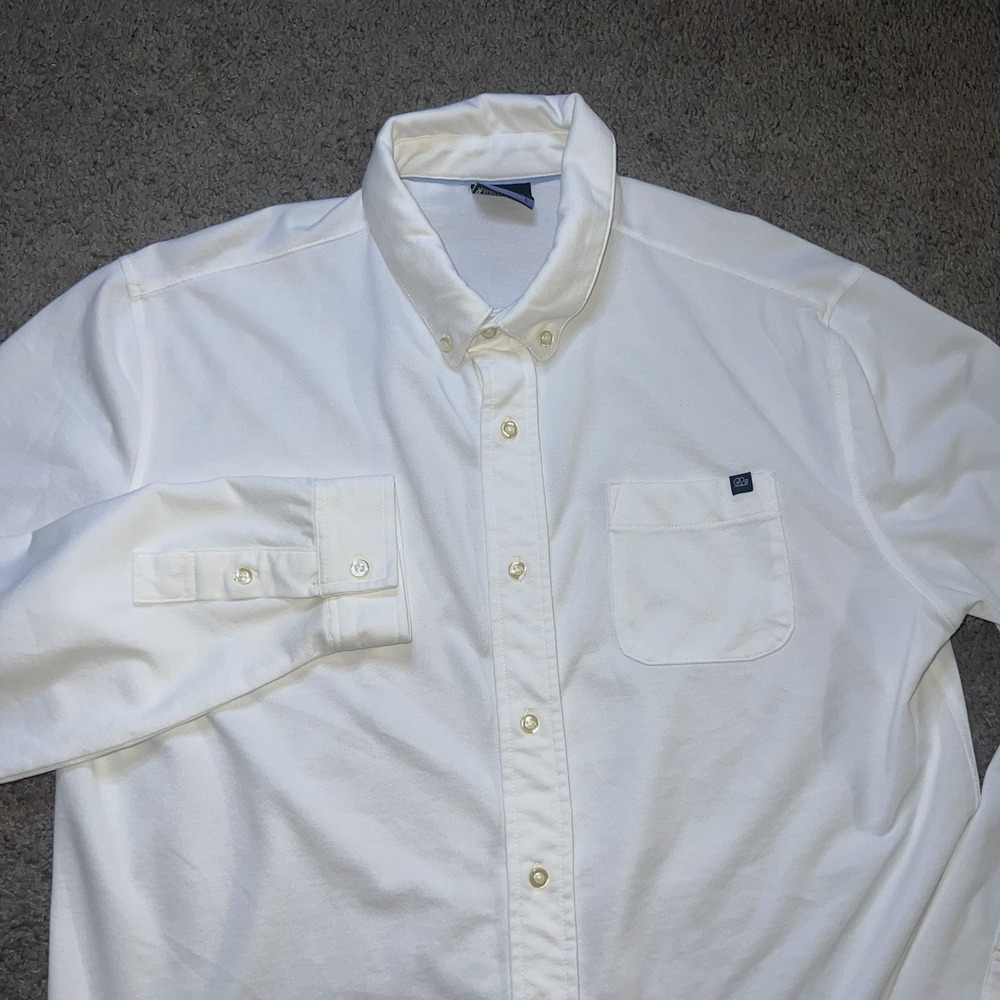 Good Good Golf‎ Drive Ls Pique Button Down Shirt Mens Large White Long Sleeve